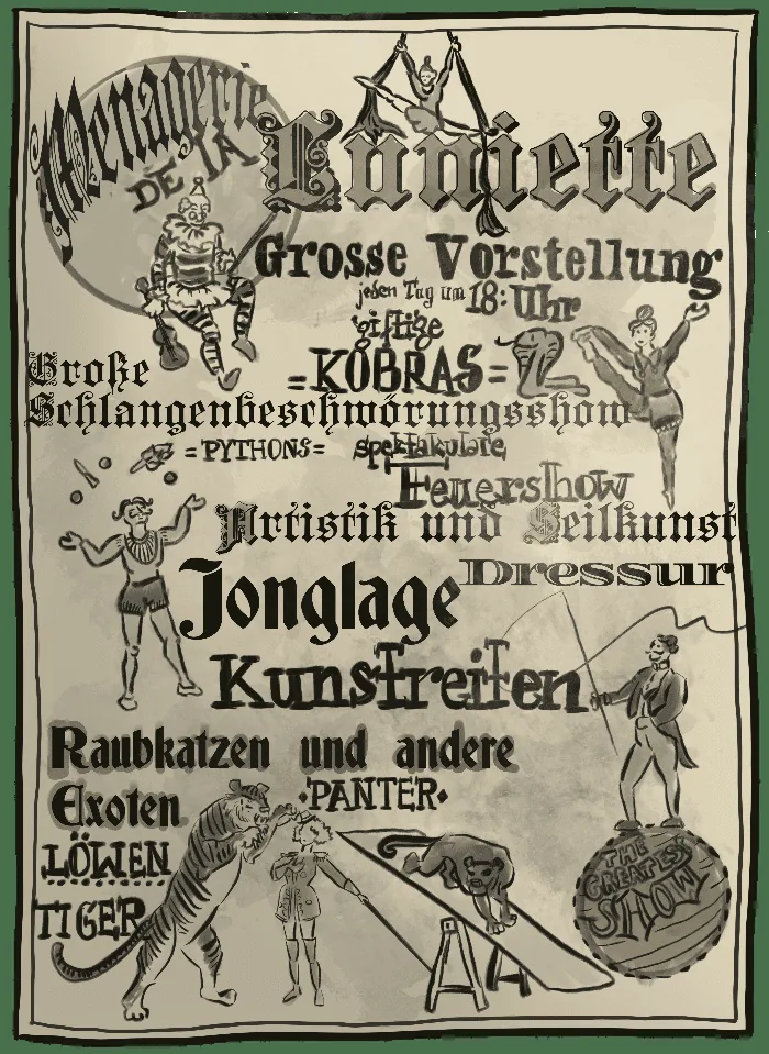 Historisches Plakat der Menagerie de la Luniette